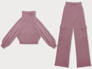 Casualowy komplet ze spodniami typu cargo różowy (AMG-338A)