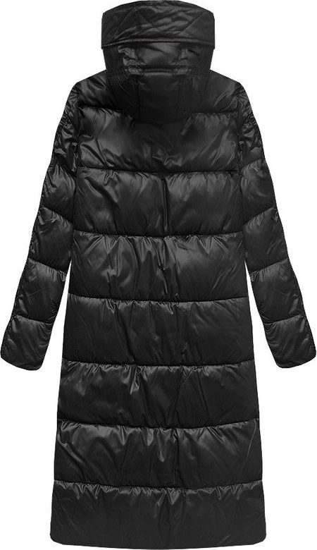 DŁUGA KURTKA Z KAPTUREM CZARNA (PM7231)