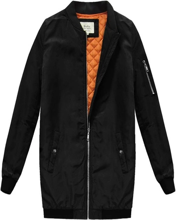 DŁUŻSZA KURTKA BOMBER CZARNA (S65112)