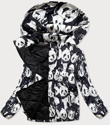 KURTKA ZIMOWA DAMSKA OVERSIZE PANDA BIAŁO-CZARNA (731ART)