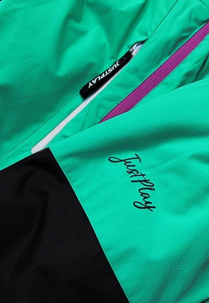 DAMSKA KURTKA ZIMOWA Z PASEM ŚNIEŻNYM ZIELONO-CZARNA (B2392)