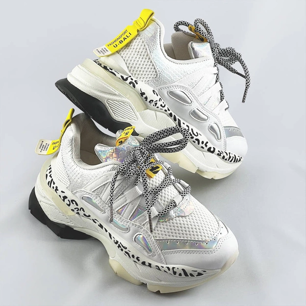 Damskie sneakersy panterka białe (bx1827-sp)