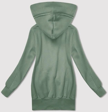 Gładka bluza damska z kapturem LHD szarozielona (AMG169)