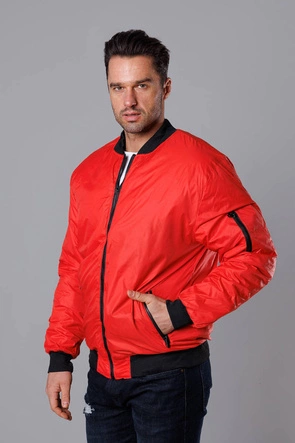 Męska kurtka bomberka z pikowaną podszewką czerwona (AK95-5)