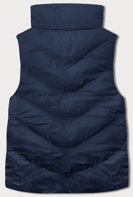 Puchowa dwustronna kamizelka damska granatowa (5M3179-215)