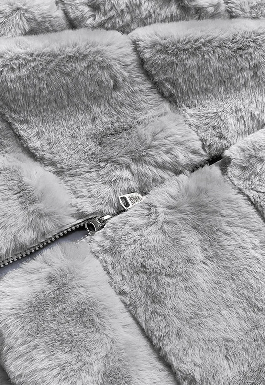 Kamizelka futrzana z kapturem szara (B8059-9)