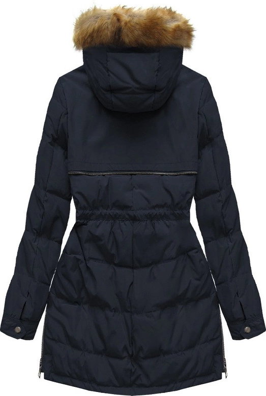 PIKOWANA KURTKA Z PUCHEM NATURALNYM GRANATOWA (8081)