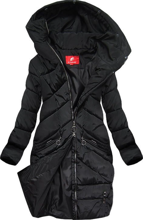 PIKOWANA KURTKA Z KAPTUREM CZARNA (1819)