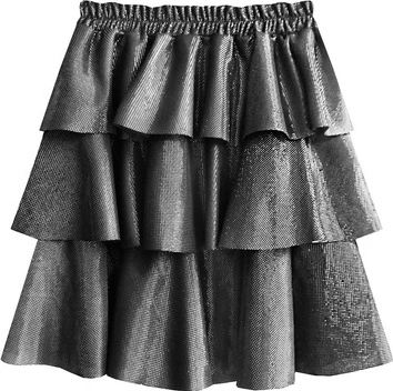 BŁYSZCZĄCA SPÓDNICA MINI SREBRNA (508ART)