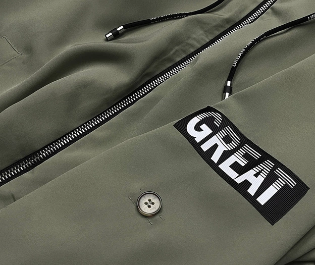 Cienka asymetryczna narzutka damska khaki (B8117-11)