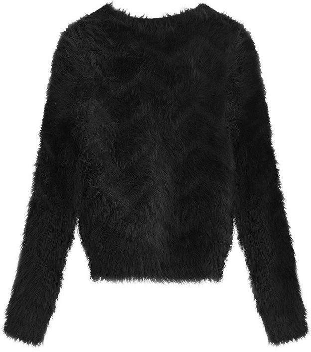 KRÓTKI FUTRZANY SWETER CZARNY (499ART)