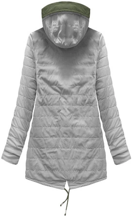 DWUSTRONNA PARKA Z KAPTUREM KHAKI-SZARA (W0236)