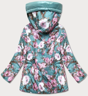 Dwustronna kurtka damska kwiaty miętowa (pc-7509-253)