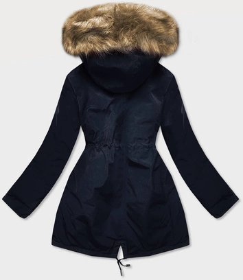 Dwustronna damska  kurtka zimowa granatowo-brązowa (w557)