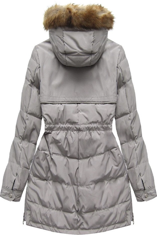 PIKOWANA KURTKA Z PUCHEM NATURALNYM SZARA (8081)