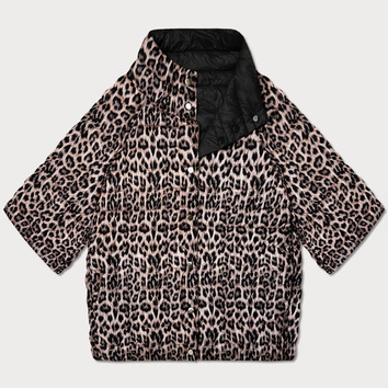 Dwustronna kurtka damska plus size z rękawem 3/4 Goodlookin czarna/panterka (M6-6308-1)
