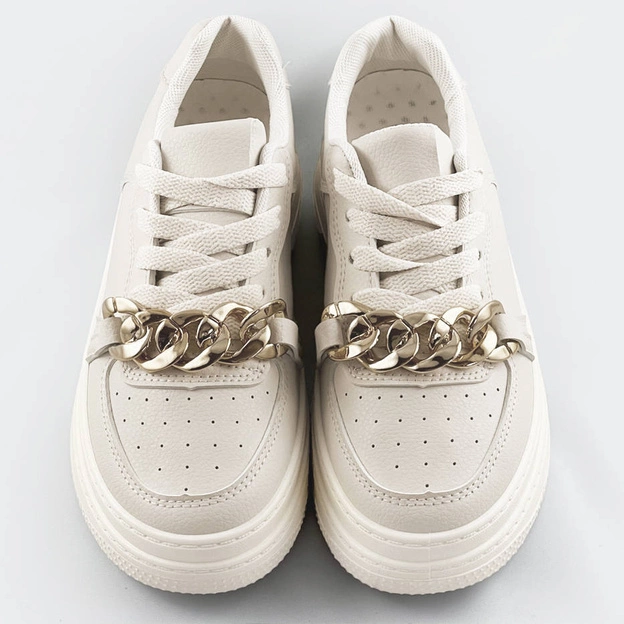 Sportowe buty z łańcuchem damskie beżowe (b-545)