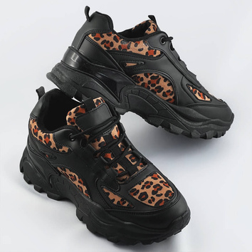 Buty sportowe damskie panterka czarne (6370)