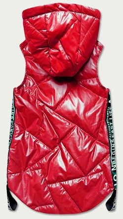 Bezrękawnik damski z ozdobnymi taśmami czerwony (B8096-4)