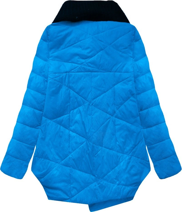 KURTKA Z PUCHEM NATURALNYM NIEBIESKA (1332)
