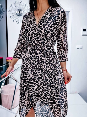 WZORZYSTA SUKIENKA KOPERTOWA RÓŻOWA (673/2ART)