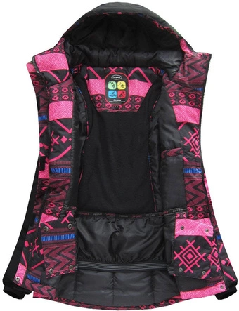 KURTKA ZIMOWA Z MEMBRANĄ CZARNO-AMARANTOWA (W188)