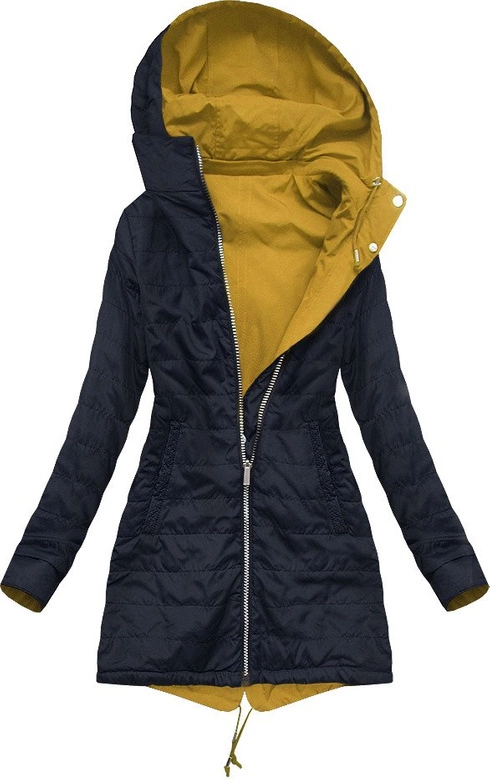 DWUSTRONNA PARKA Z KAPTUREM ŻÓŁTO-GRANATOWA (W303)