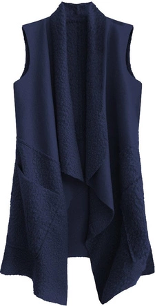 KAMIZELKA OVERSIZE Z ŁĄCZONYCH MATERIAŁÓW GRANATOWA (545ART)