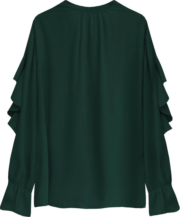BLUZKA Z FALBANAMI CIEMNOZIELONA (474ART)