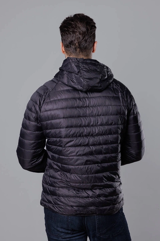 Pikowana kurtka męska z kapturem czarna (HM112-1)