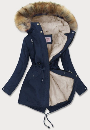 DAMSKA PARKA ZIMOWA NA MISIU GRANAT/BEŻ (W378)