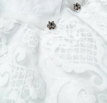 ELEGANCKA BLUZKA Z KOŁNIERZYKIEM ECRU (8522)