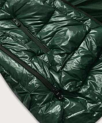 Lakierowana pikowana kurtka damska ciemnozielona (7697)