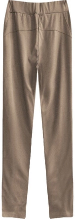 DŁUGIE SPODNIE Z MARSZCZENIAMI KAKAOWE (2220)