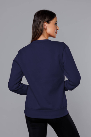 Bluza dresowa damska ze ściągaczami granatowa (w01-66)