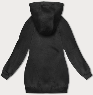 Luźna długa bluza damska ze ściągaczami czarna (AMG-332A)