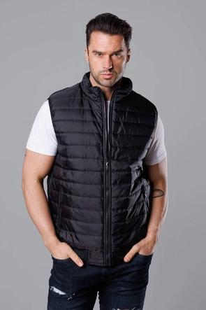 Pikowany bezrękawnik męski czarny (8MY77-1)