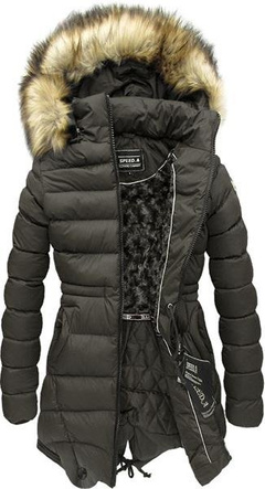 KHAKI KURTKA ZIMOWA Z KAPTUREM (W673)