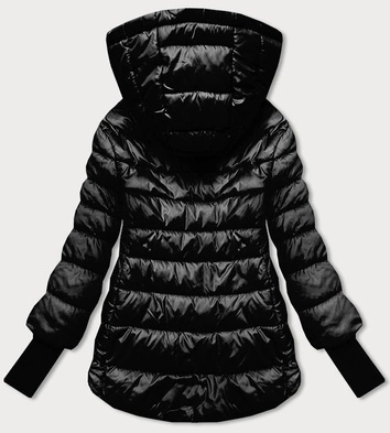 Krótka kurtka damska z dzianinowymi ściągaczami czarna (P22/P3-6636/P3-6023-1)