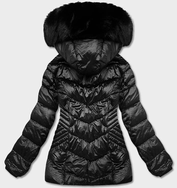 Krótka przejściowa kurtka damska czarna (B8069-1)