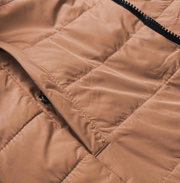 Dwustronna kurtka damska w kropki czarno-karmelowa (m-111)