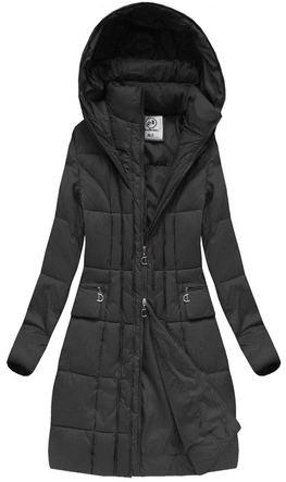 PIKOWANA KURTKA Z KAPTUREM CZARNA (AURA)