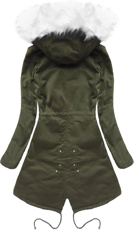 BAWEŁNIANA PARKA ZIMOWA KHAKI-BIAŁA (L111)