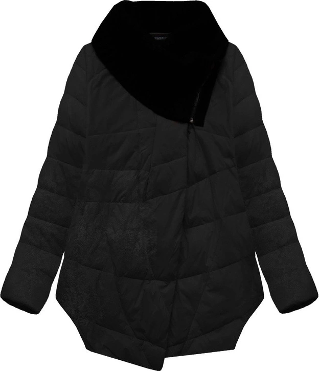 KURTKA Z PUCHEM NATURALNYM CZARNA (1332)