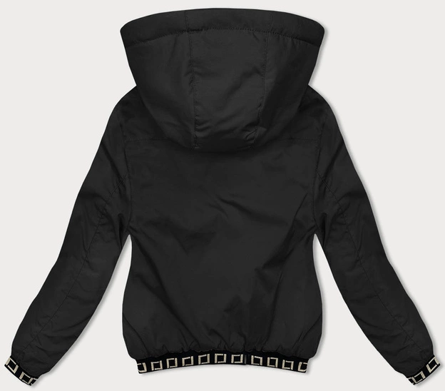 Krótka kurtka z ozdobnymi ściągaczami czarna (16M9083-392)