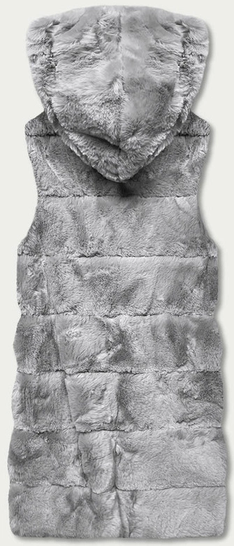 Kamizelka futrzana z kapturem szara (B8059-9)