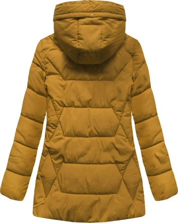 ZIMOWA PIKOWANA KURTKA DAMSKA Z KAPTUREM ŻÓŁTA (B9901)