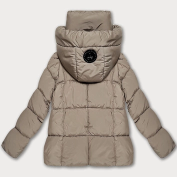 Puchowa luźna kurtka damska z kapturem S'West ciemny beżowy (B8529-12)