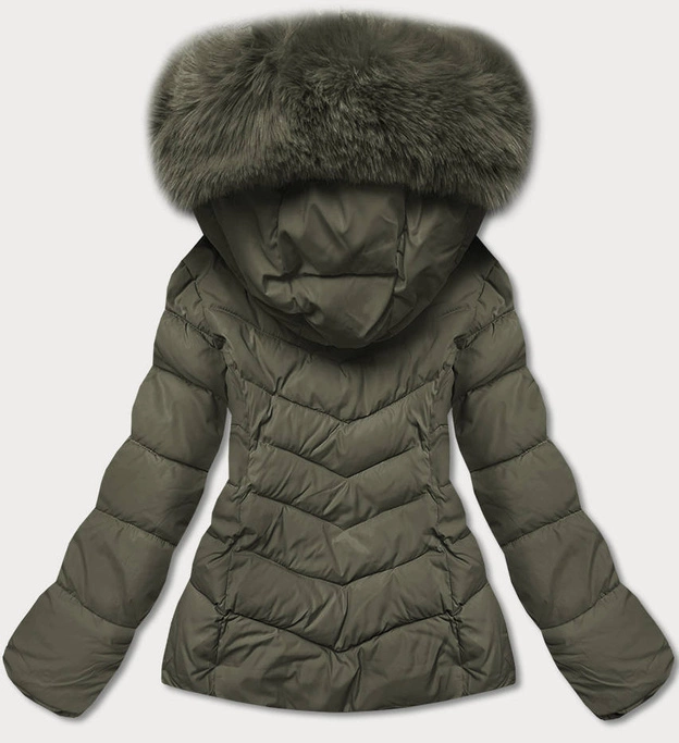 Krótka kurtka damska zimowa khaki (TY043-29)