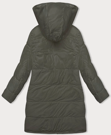 Gruba dwustronna kurtka zimowa damska czarny-khaki (V768g)